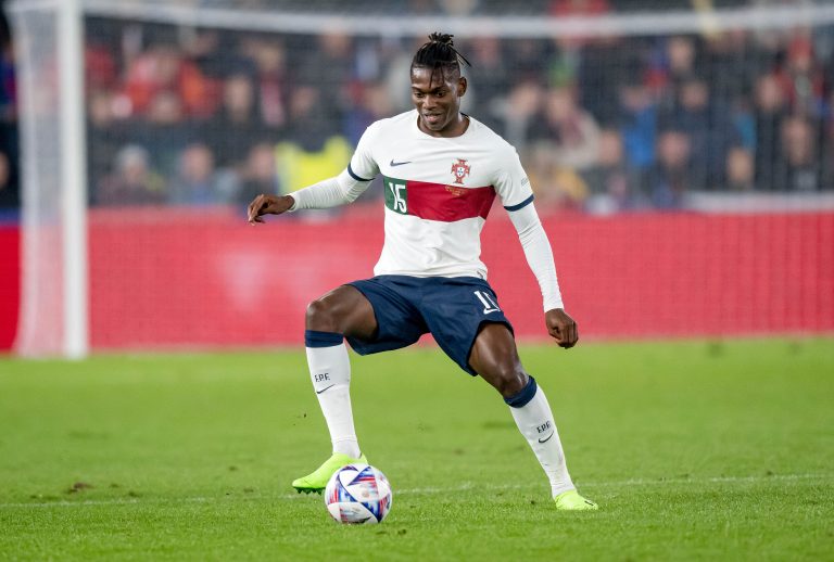 Rafael Leao in action for Portugal during international duty