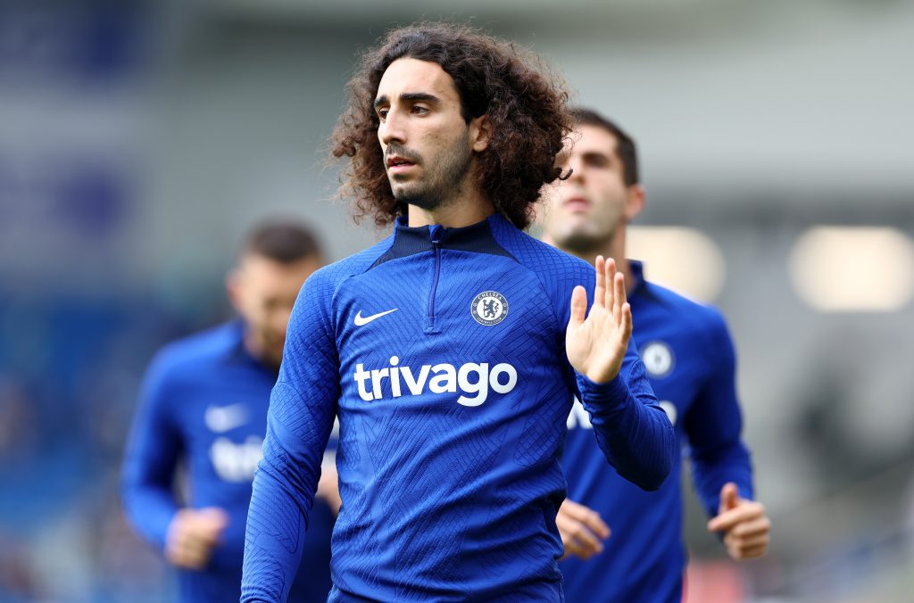 Marc Cucurella in Chelsea colours during a Premier League match