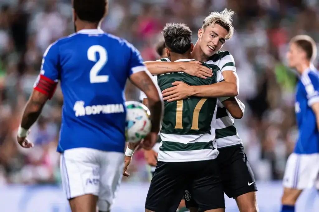 Cole Palmer reacts as Chelsea loanee Jesse Derry scores first Sporting goal